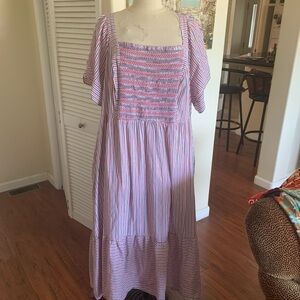 Old Navy Red and blue Striped cotton maxi dress, with side pockets